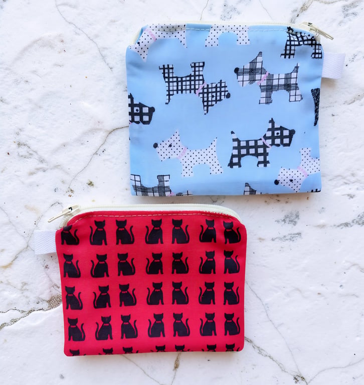 Pack of 2 Scottish Terrier & Cats Fun Coin Purses or Card Holders Bespoke 