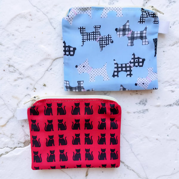 Pack of 2 Scottish Terrier & Cats Fun Coin Purses or Card Holders Bespoke 