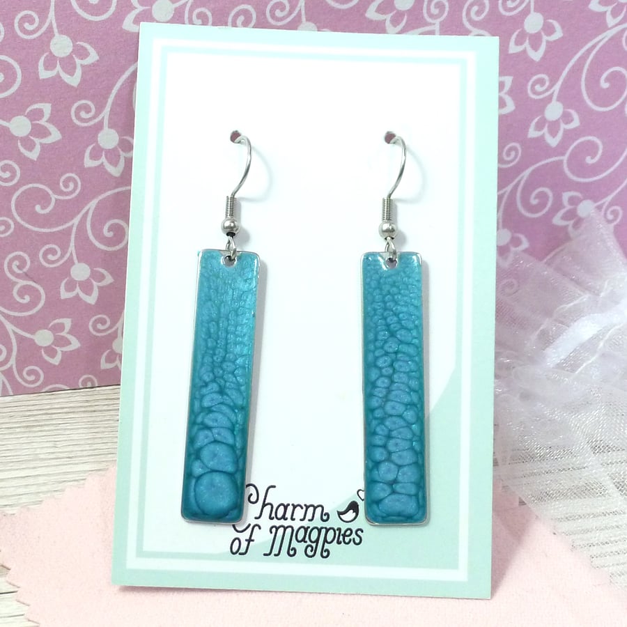 Turquoise blue dangle earrings, lightweight colourful minimalist earrings