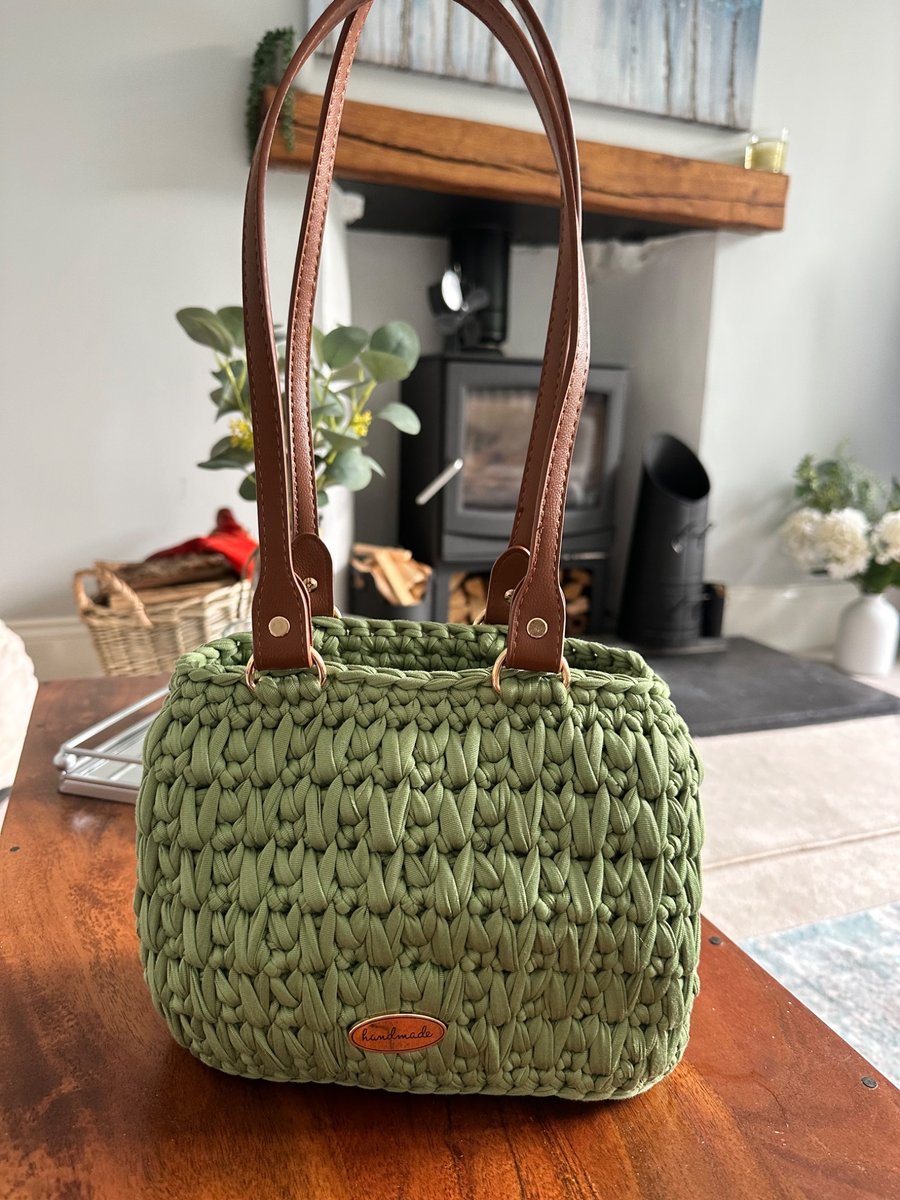 Stylish Green Crochet Handbag