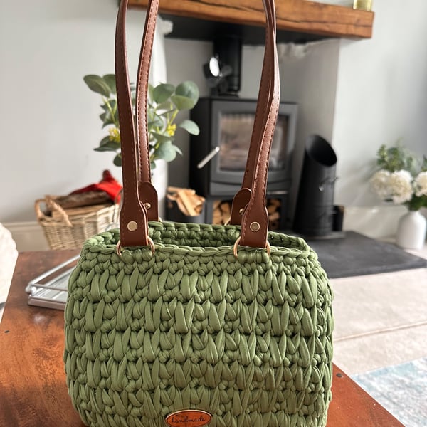 Stylish Green Crochet Handbag