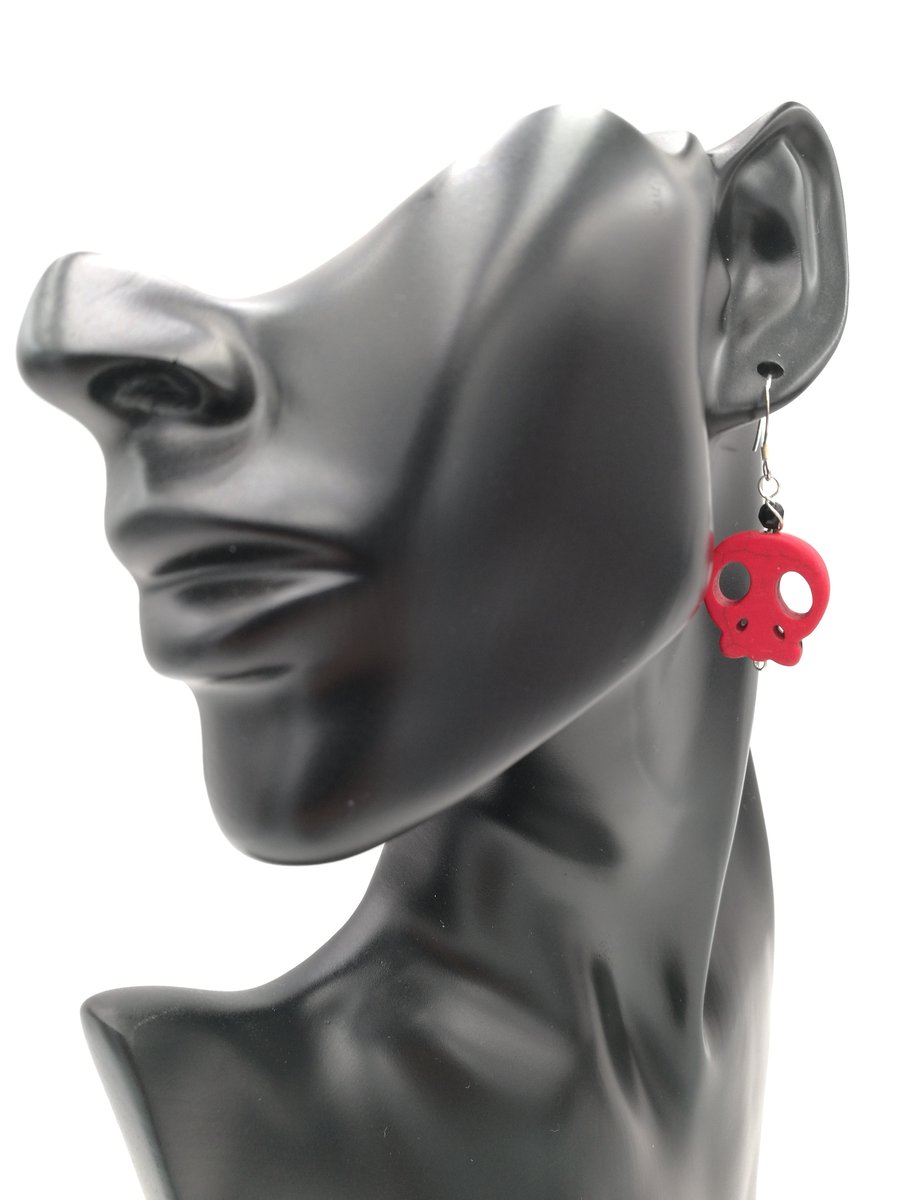 Skull howlite earrings; wire wrapped earrings, gift for her; goth jewellery