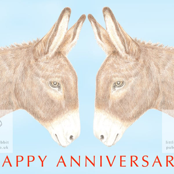 Two Donkeys Nose to Nose - Anniversary Card