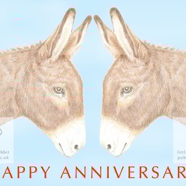 Two Donkeys Nose to Nose - Anniversary Card