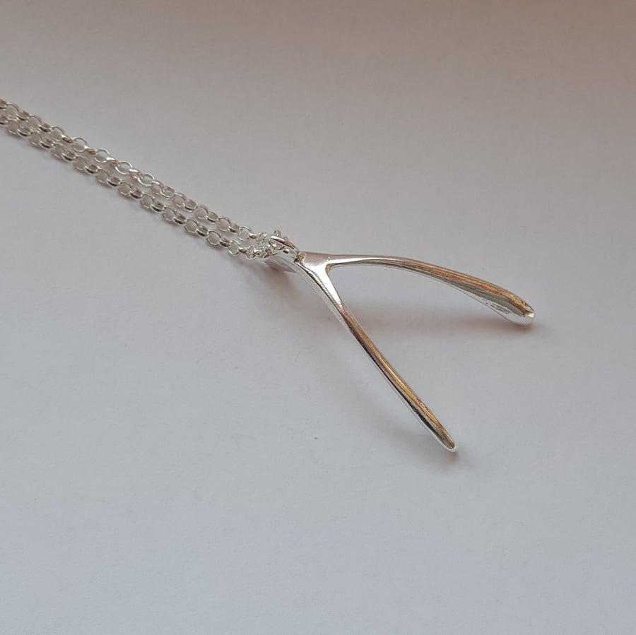 Wishbone Pendant, Sterling Silver, Large