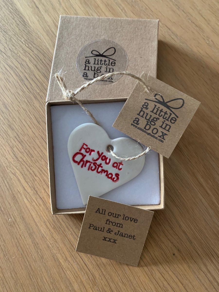 A little hug in a box porcelain For You at Christmas heart gift