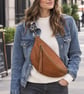 Light tan aniline leather sling bag crossbody bag