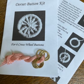 Kit to Make 6 x Dorset Cross Wheel Buttons, Peach, 15mm