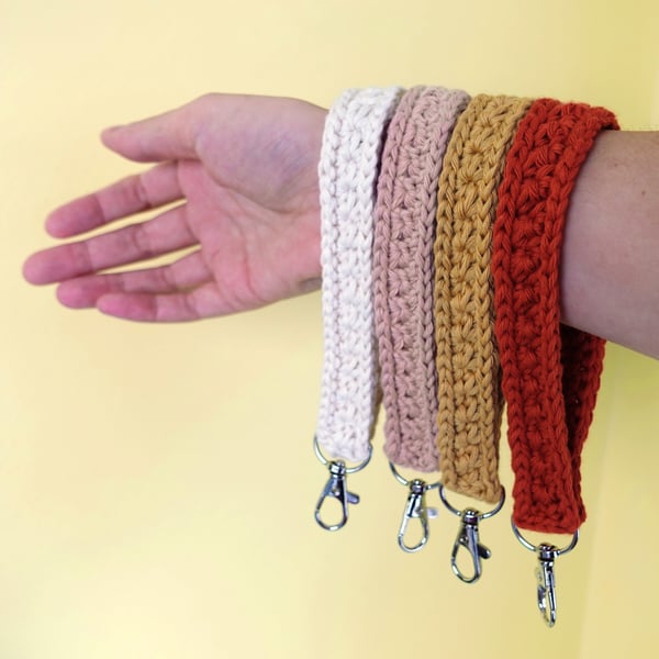 Crochet Wristlet Keychain - Practical Stocking Filler, Teacher Gift