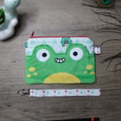 Frog zip purse with wrist strap 