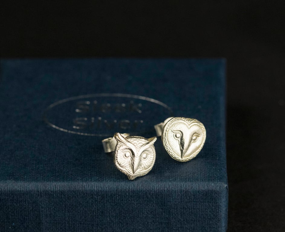 Sterling Silver Owl Ear Studs