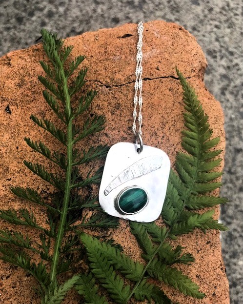 Handmade Sterling Silver 925 Malachite Pendant Necklace - Gemstone Jewellery