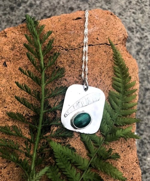 Handmade Sterling Silver 925 Malachite Pendant Necklace - Gemstone Jewellery