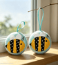 Whimsical Bee Felt Ornaments.  Handmade Hanging Decorations Spring Summer