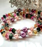 Multicoloured  Quartz Pebble & Shell Pearl Necklace Silver Plate - Image 5