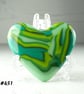 Fused glass green heart pocket hug with stand 5x4.5cm, handcrafted (451)