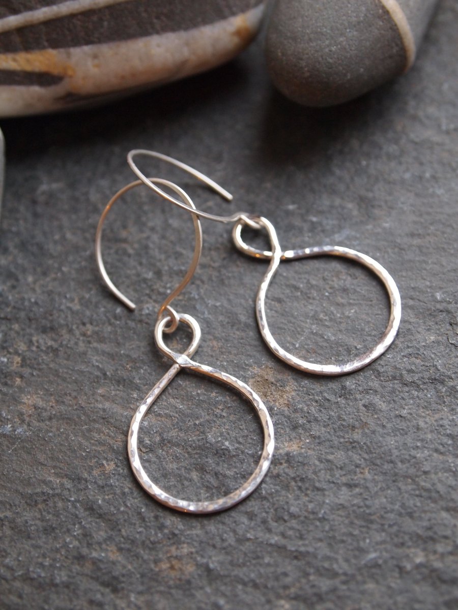 Hoop earrings - hammered sterling silver