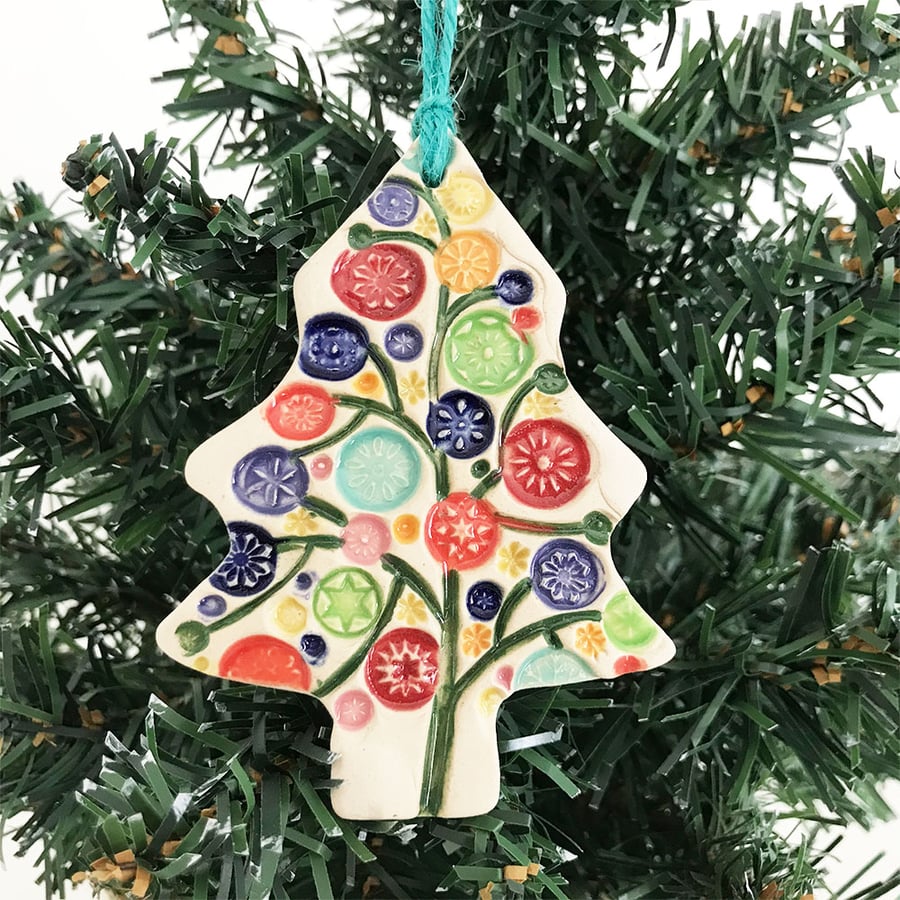 Bright bauble ceramic Christmas tree decoration