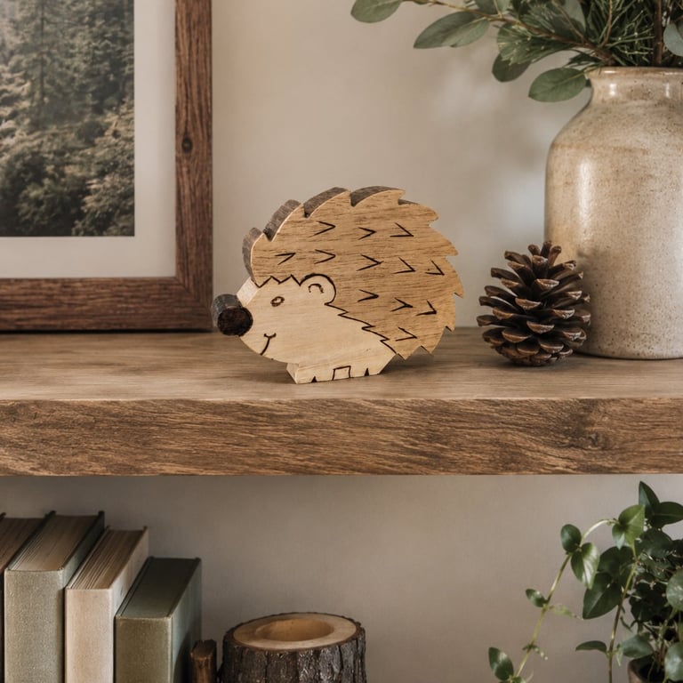 Henrietta the Hedgehog - Handmade Wooden Hedgehog Ornament - Whimsical Delights 