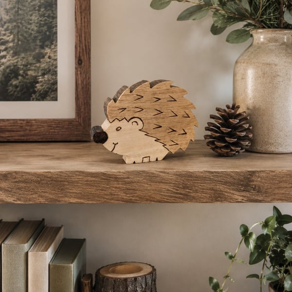 Henrietta the Hedgehog - Handmade Wooden Hedgehog Ornament - Whimsical Delights 