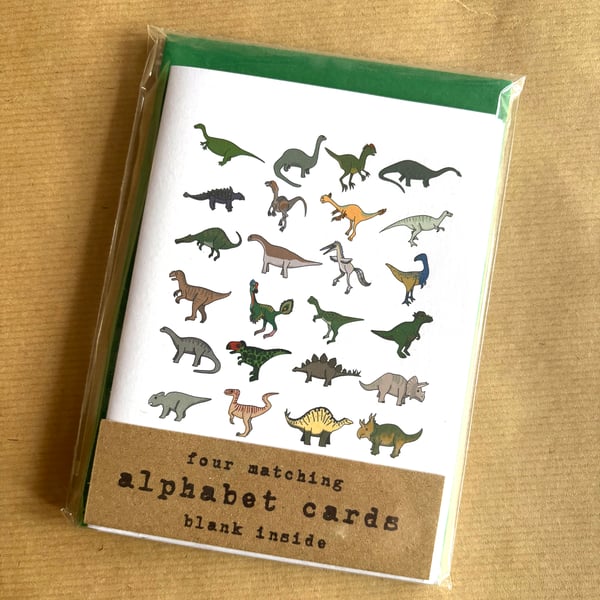 Perfectly Imperfect Dinosaur Alphabet Greetings Cards - pack of 4