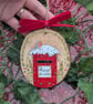 Robin and post box hand-painted Christmas decoration - Image 1
