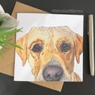 Golden Yellow Labrador Dog Card. Blank or personalised for any occasion.