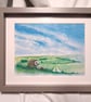 Watercolour print of a Southdowns Sussex Hedgehog - Image 1