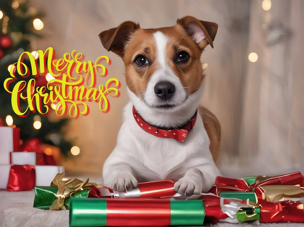 Merry Christmas greeting Card A5 Jack Russell 
