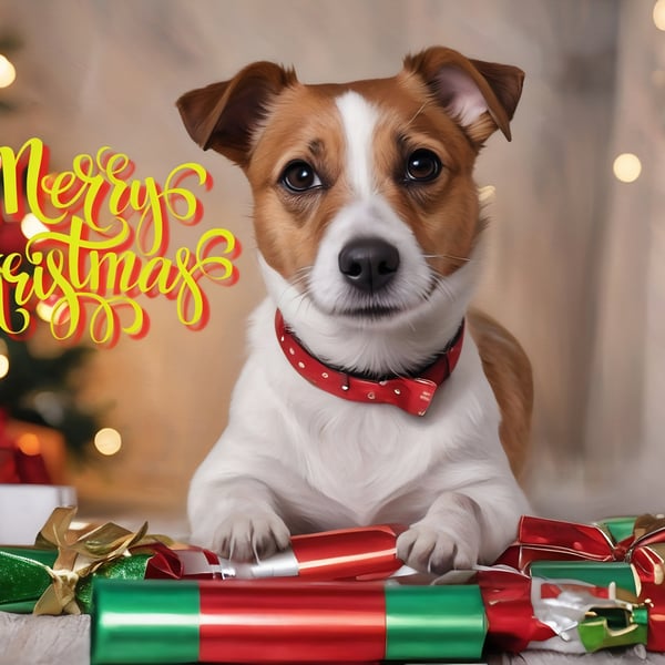 Merry Christmas greeting Card A5 Jack Russell 