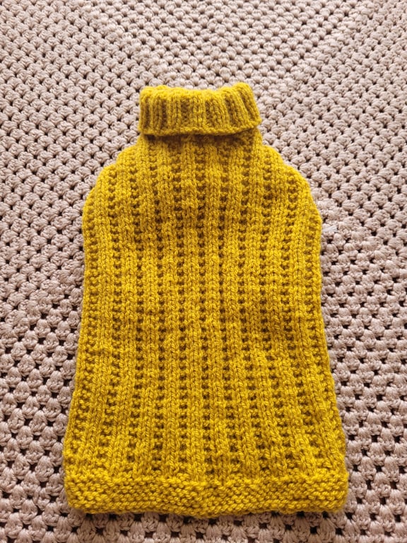 Dog coat. Hand knitted. Mustard.  