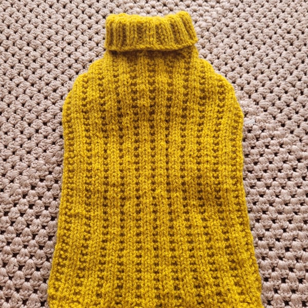 Dog coat. Hand knitted. Mustard.  