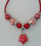 Red Ceramic Flower Necklace - Image 2