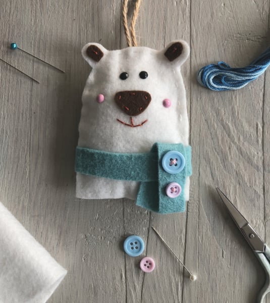 christmas craft kit sewing kit make a polar bear decoration 