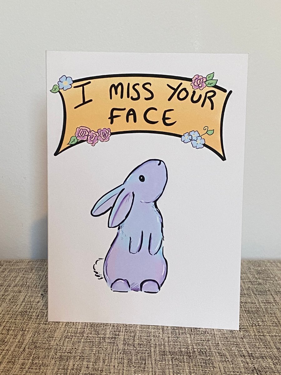 ‘I miss your face’ cute greetings card
