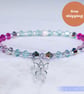 Bracelet beautiful Swarovski and sterling silver butterfly charm handmade - Image 1