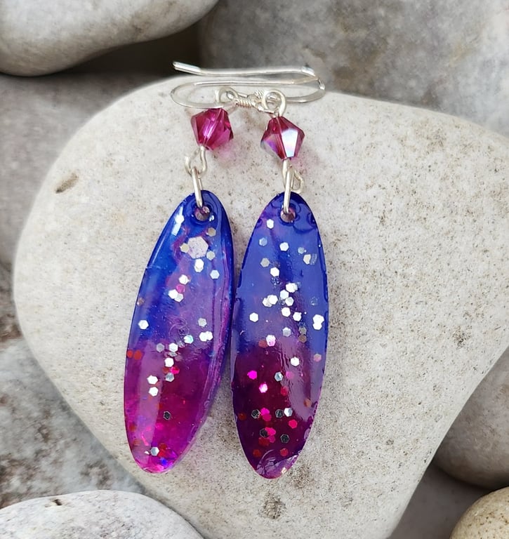 Dangly resin earrings with sterling silver ear hooks