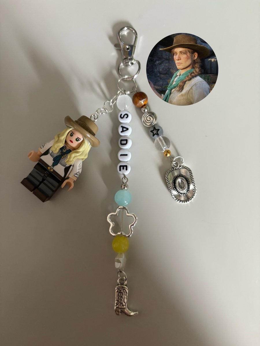 Sadie Adler inspired handmade Lego minifigure keychain