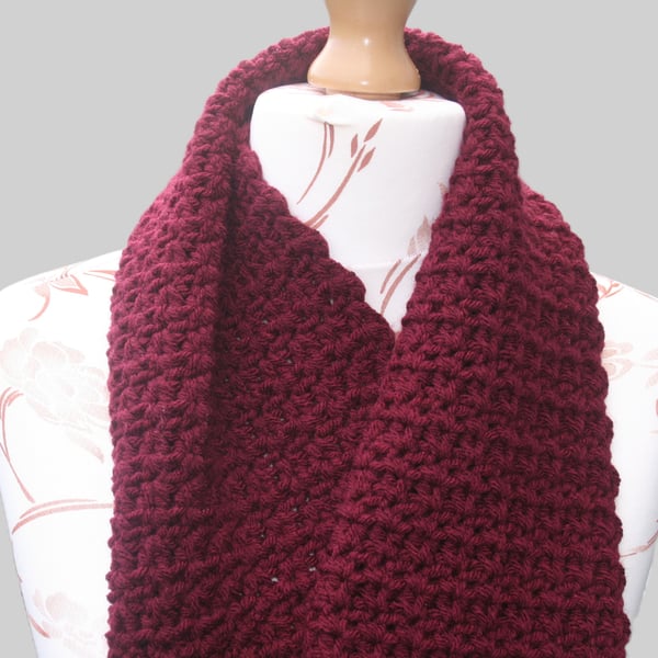 RESERVED FOR DENNIS - Chunky Burgundy Crocheted Scarf