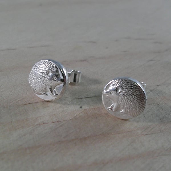 Sterling Silver Hedgehog Shot Stud Earrings (SKU070325)
