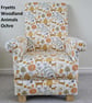 Fryetts Woodland Animals Ochre Fabric Adult Armchair Chair Nursery Deer Fox Owl - Image 3
