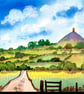 Glasternbury Tor, Somerset, Original Watercolour, in 14 x 11'' Mount