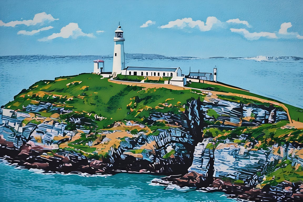 Lighthouse Anglesey Art Greeting Card A5
