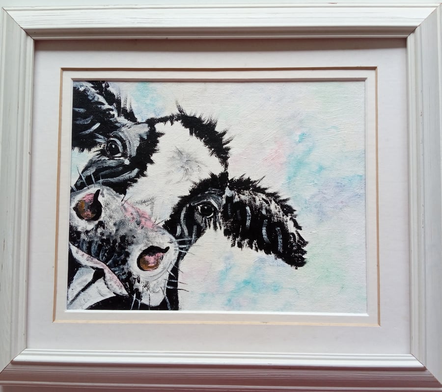 Cow acrylic original painting or a limited edition print. Farm animal art