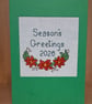 Handmade Cross Stitch Season's Greetings 2026 Christmas Card – Poinsettias - Image 3