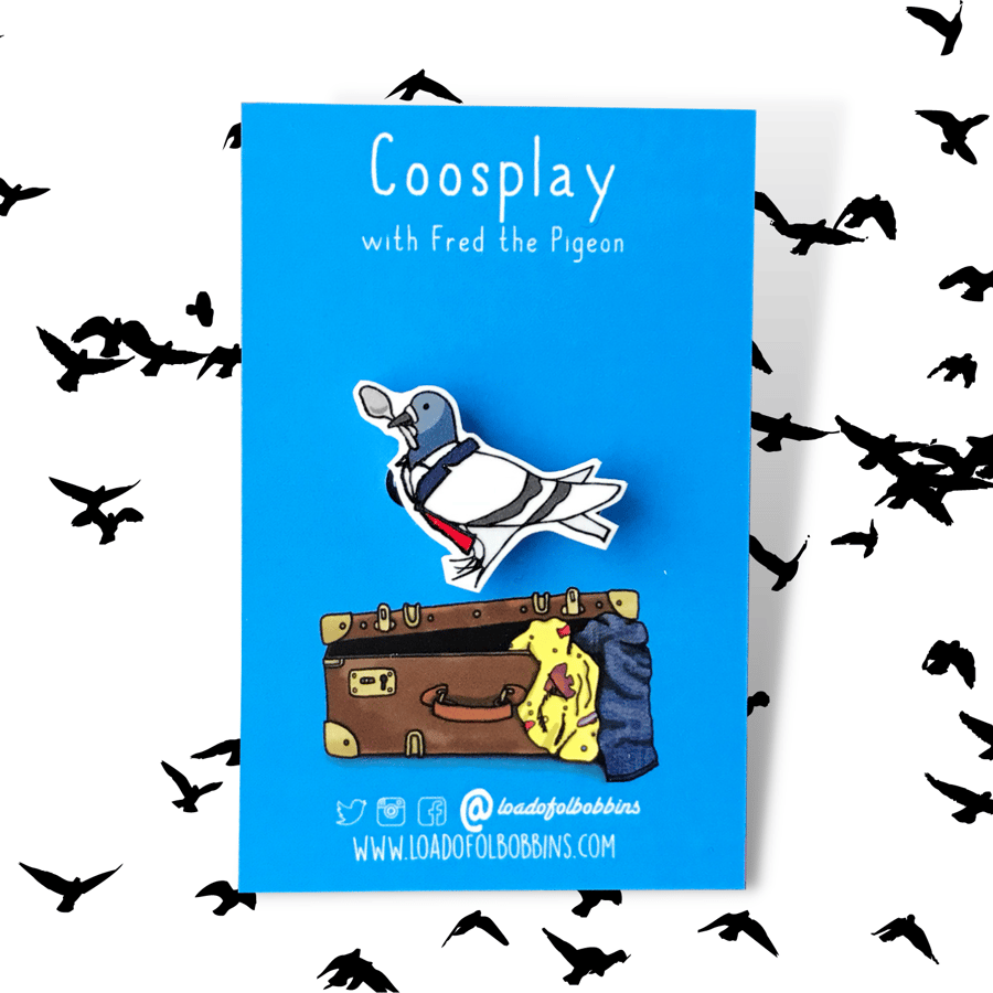 Dr Coo Illustration Pigeon BroochPin - Inspired by the 12th Seconds Sunday