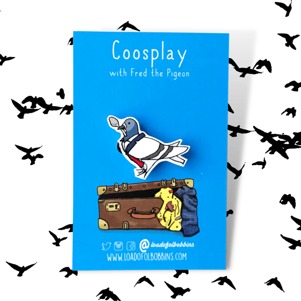 Dr Coo Illustration Pigeon BroochPin - Inspired by the 12th Seconds Sunday