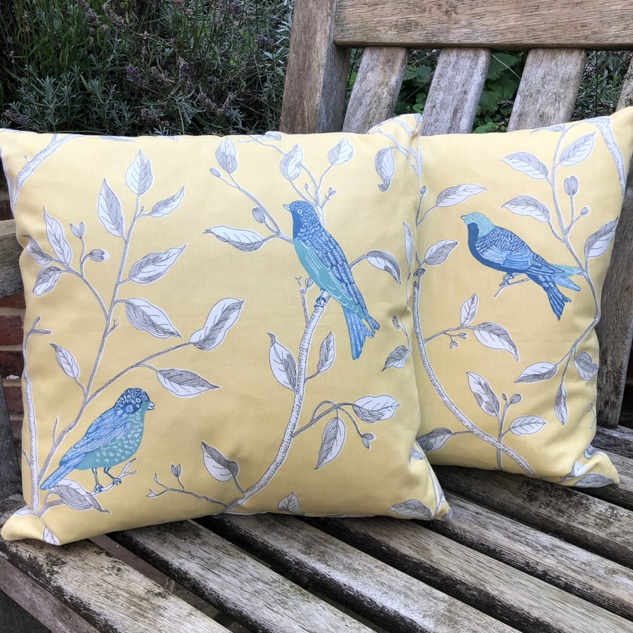 Sanderson Finches pair of cushion covers - free UK postage