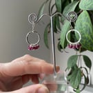 Garnet Gemstone Super Disco Ruffle Circle Earrings