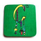 Up cycled wooden green letter C coaster
